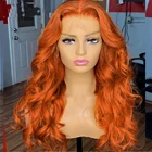 26 дюймов оранжевый кружевной передний синтетический парик длинные волнистые волосы с детскими волосами средний парик термостойкие волосы из волокна