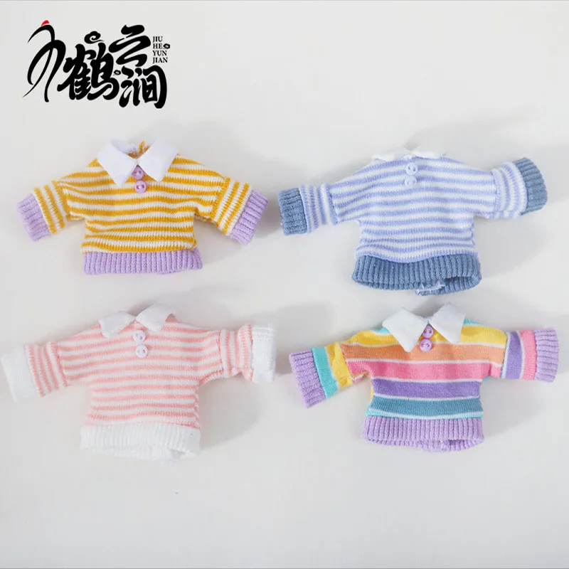 

New 1/12 Doll Striped Sweatshirt Ob11 Ranbow Sweater Obitsu11 Clothes Fit For Middle Blyth, BJD12, Cu-Poche, P9, YMY Dolls