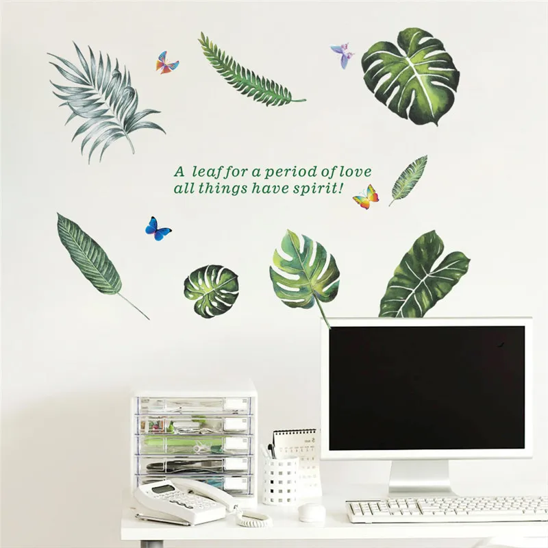 garden flower leaf butterfly wall stickers living room bedroom TV Background window decals mural arts wedding decor | Дом и сад