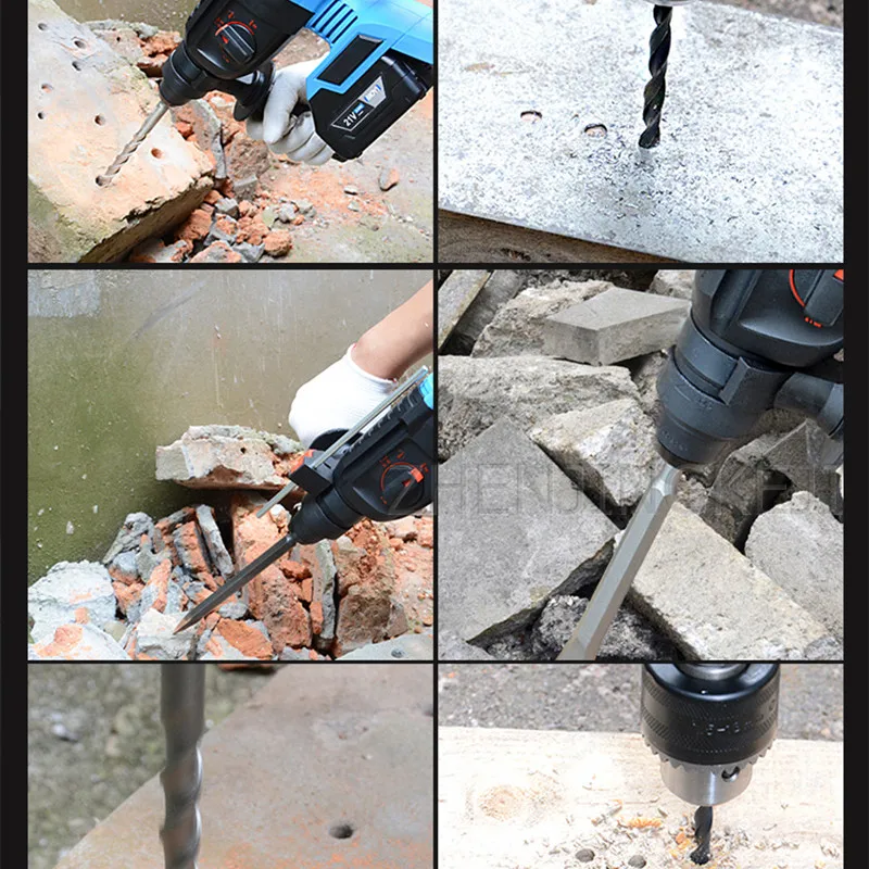 

Industrial Grade Electric Hammer Brushless Rechargeable Impact Drill Multifunction Lithium Battery Radio Hammer Electric Tools