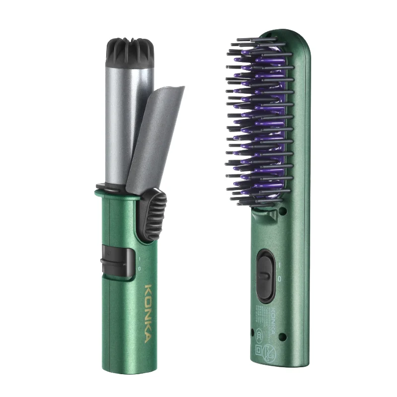 KONKA Professional Iron Fast Hair Straightener Comb Ceramic Curler Electric Travel mini set Wet & Dry Care Styling | Красота и