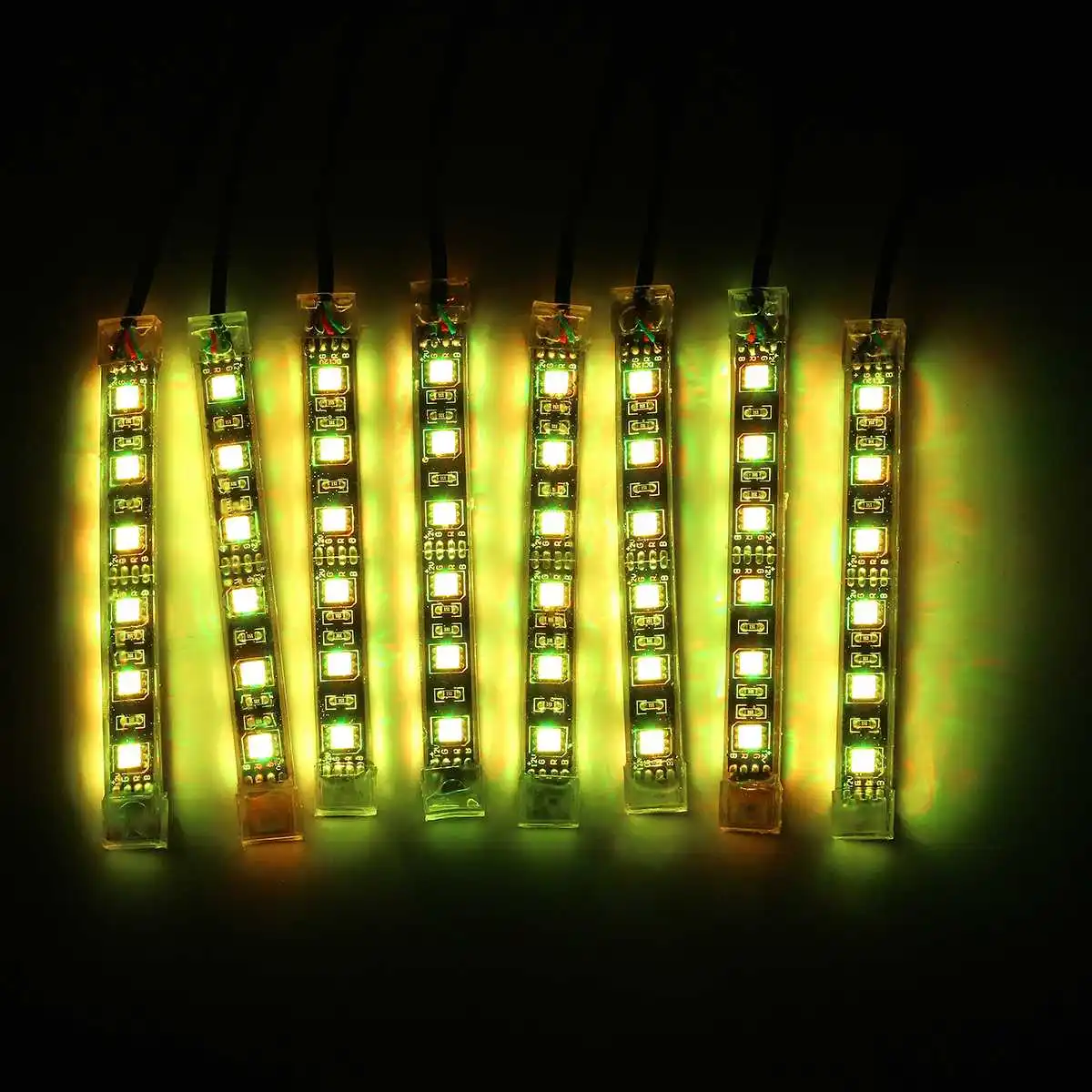 8 шт. мотоциклетные декоративные RGB мигающий свет гибкие 5050 светодиодный полосы 15 цветов Светящиеся неоновые беспроводной пульт дистанционного управления для Kawasaki