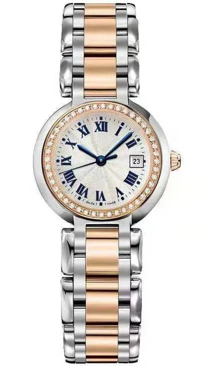 

Classic New Women Rose Gold Silver White Rome Japanese Quartz Stainless Steel Sapphire Lady Watch 26mm Diamond Bezel AAA+