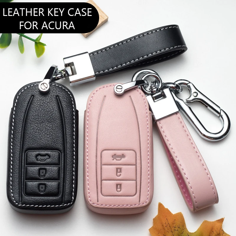 

Leather Car Smart Remote Key Case Cover Holder Fob Shell For ACURA RLX RDX MDX ILX TLX 2016 Car accessories