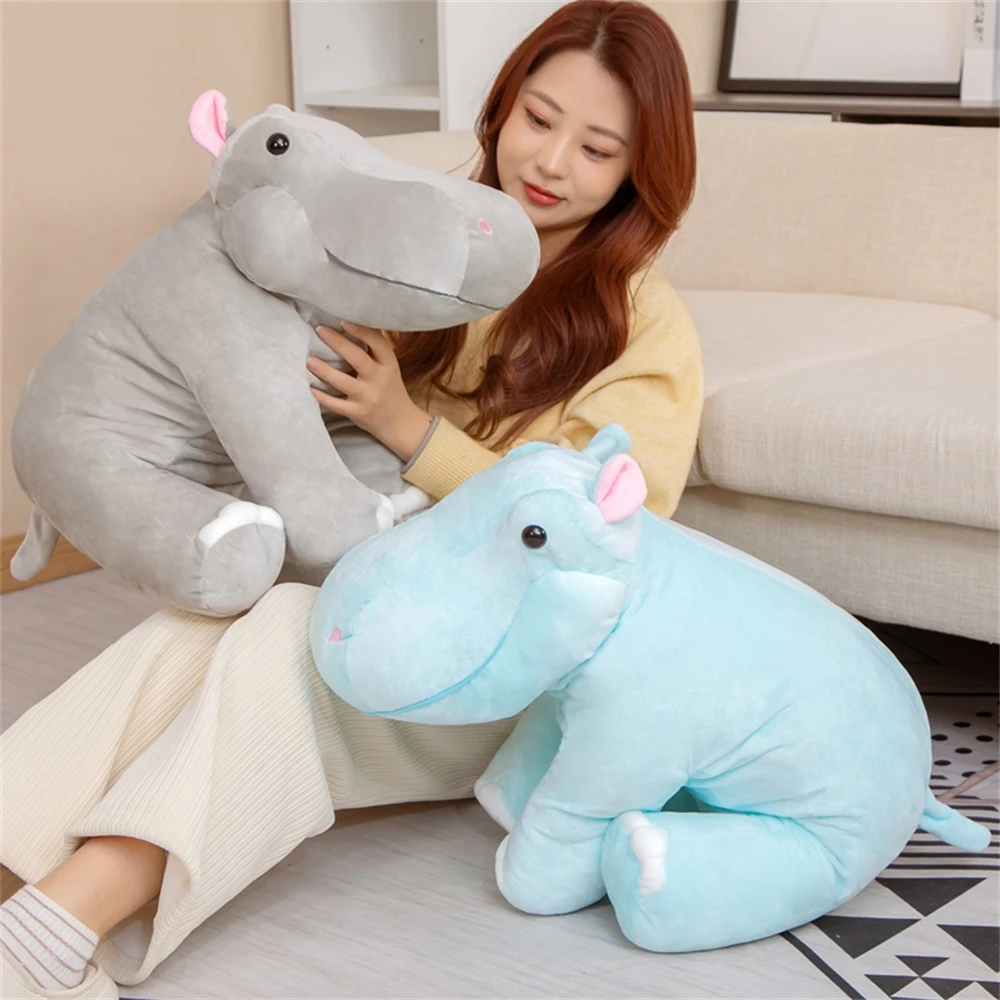 

55/70cm Hot Soft Stuffed Lovely Sitting Hippo Plush Toys Cute Animals Doll Pillow For Girls Kids Nice Surprise Birthday Gifts