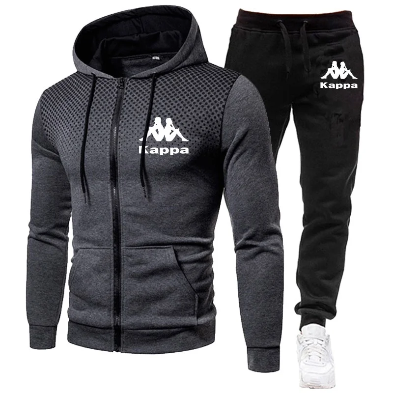 

Newest Men Slim Fit Zipper Jacket and Black Pant Set Outdoor Casual Tracksuit