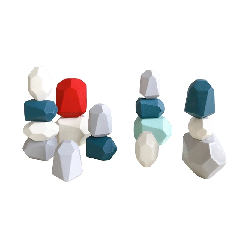 

5-32pcs Wooden Sorting Stacking Balancing Stone Rocks Educational Learning Montessori Toys Building Blocks