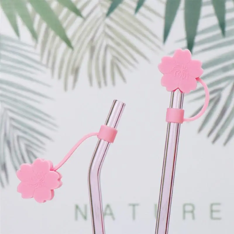 

4Pcs Flower Shape Straw Cover Reusable Drinking Straw Plugs Dust-Proof Cover