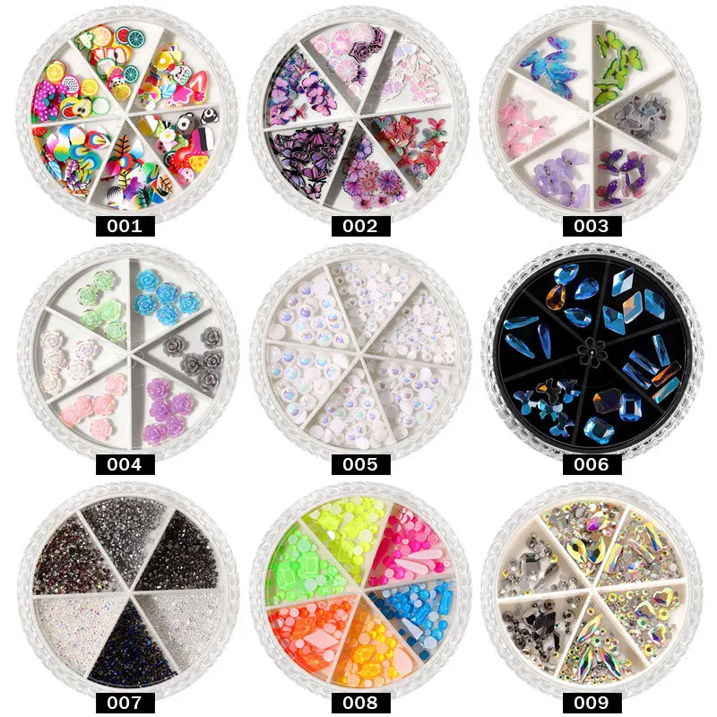 

Nail Art Sequins AB Diamond Rivets Butterfly 6 Mesh Assorted Decorative Turntable Jewelry Nails Art Sequins Decorative Nails
