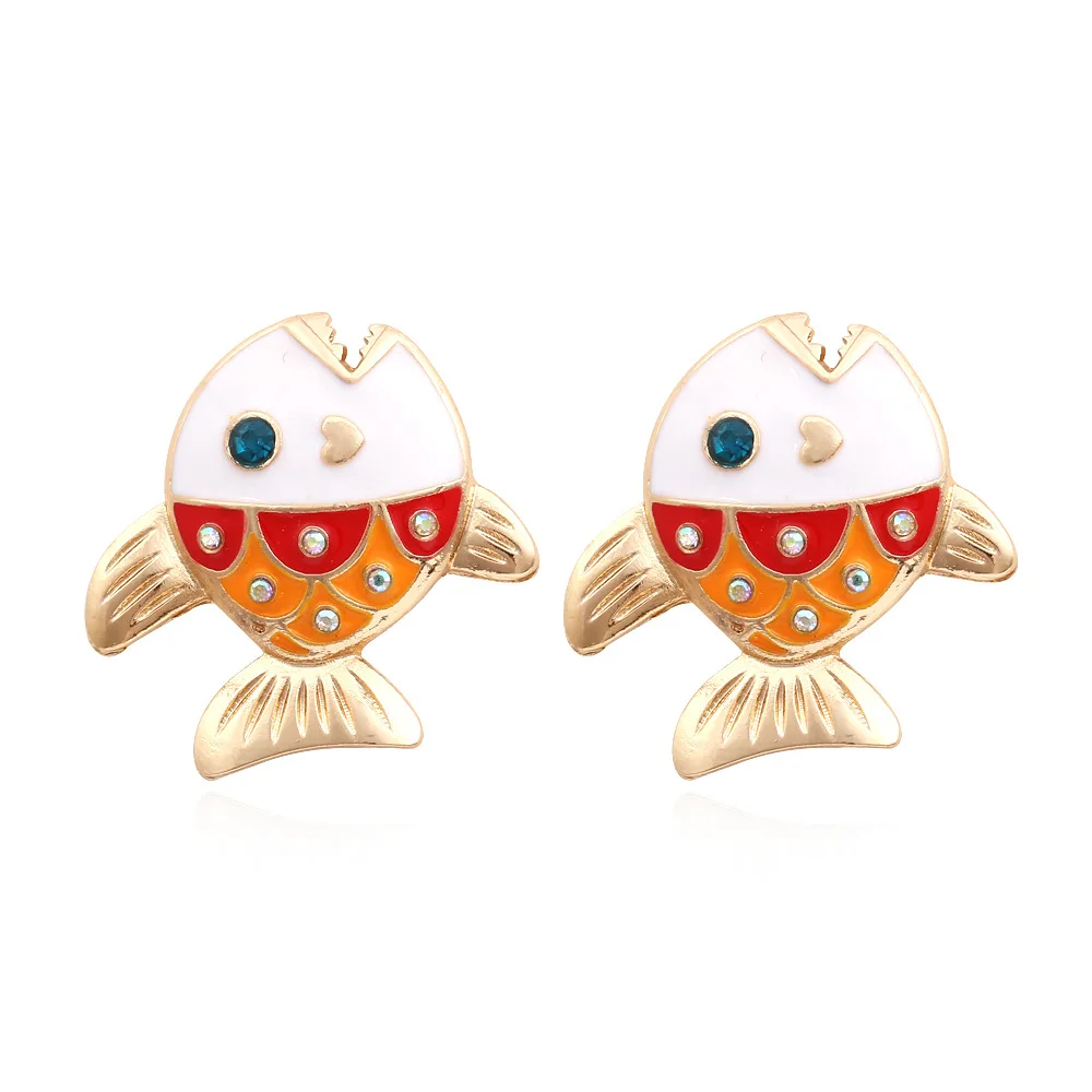 

Серьги женские в европейском стиле, креативные модные милые Украшенные бриллиантами маленькие животные из сплава, с капающей маслом малень...