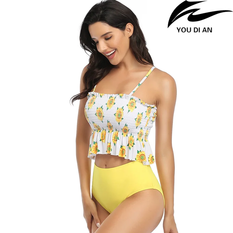 New bikini women high waist bikinis set swimwear 2020 Female floral wimsuit swimming swim beachwear bating suit wear | Женская одежда