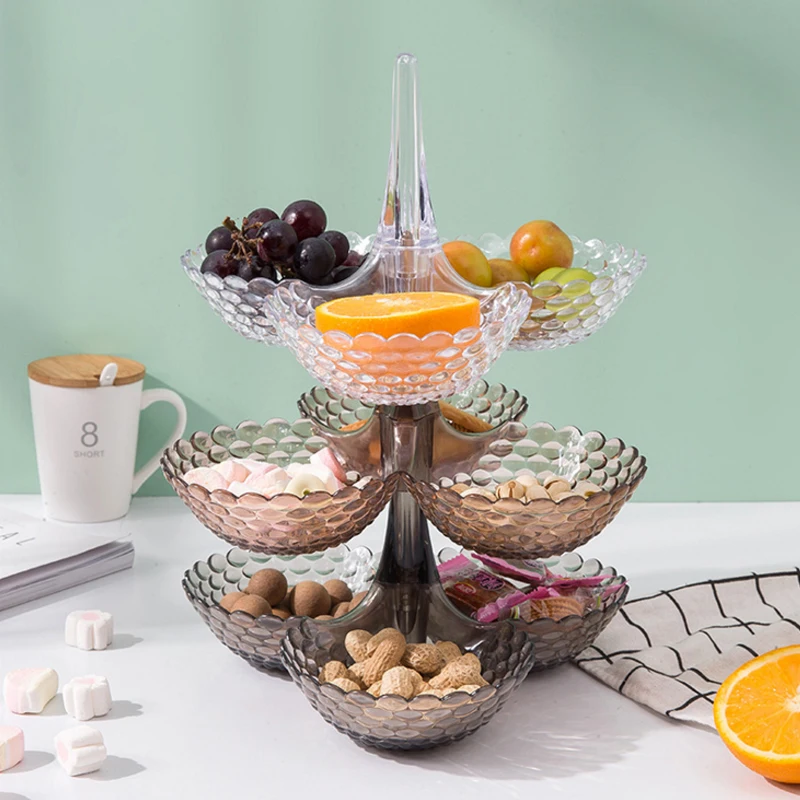 

Nordic Multi-layer Storage Tray Plastic PP Superimposed Snack Fruit Home Bedroom Living Room Desktop Decorative Dim Sum Storage