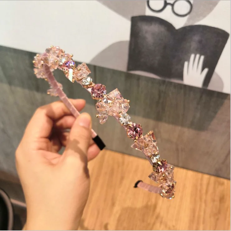 

Crystal diamond thin hairbands handmade fishing line winding temperament headbands