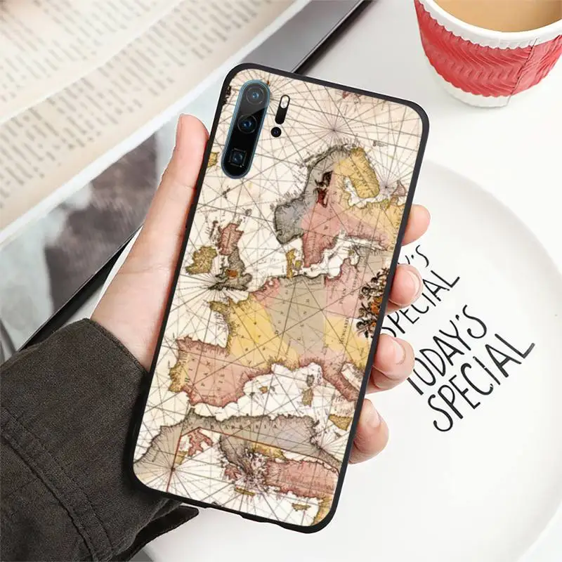 

world map Phone Case For Huawei P40 P20 P30 lite Pro P Smart 2019 Mate 40 20 10 Lite Pro Nova 5t