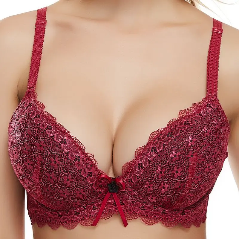 Женский кружевной бюстгальтер с чашками пуш ап без косточек|Бюстгальтеры| |