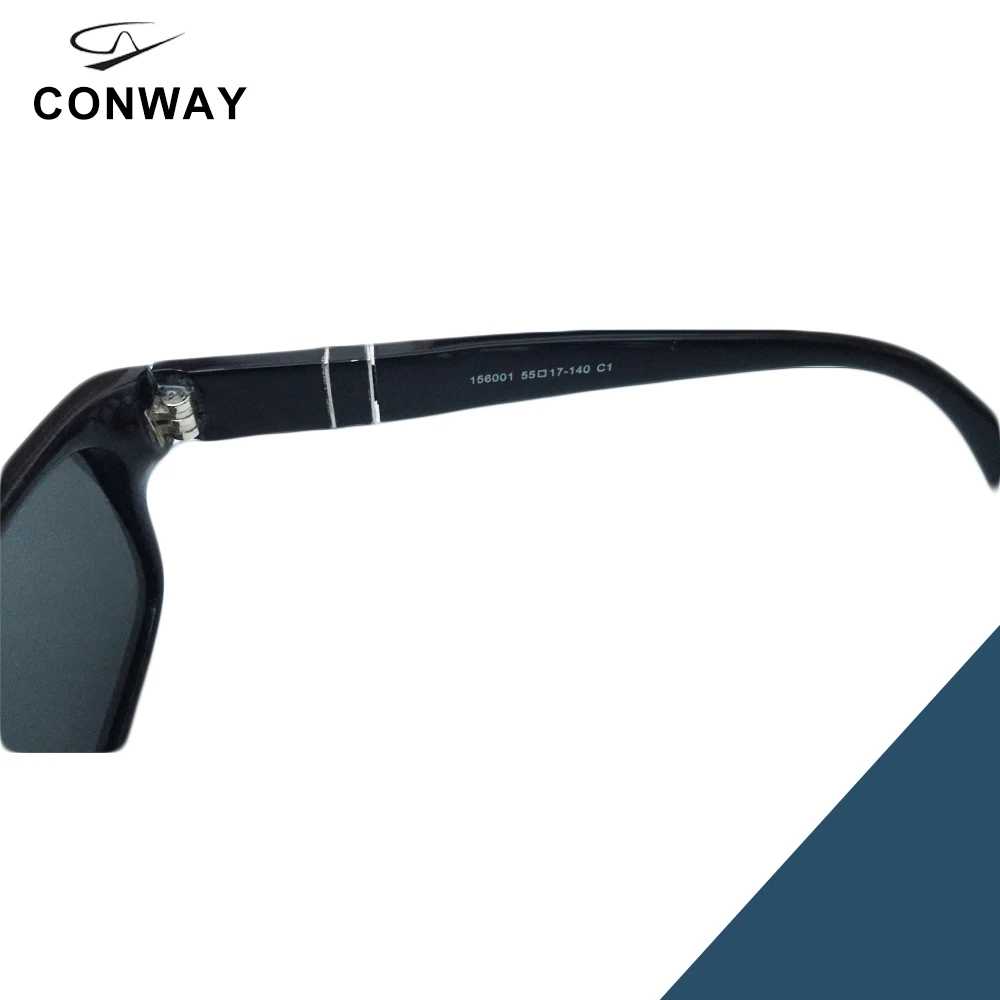 Conway, винтажные мужские солнцезащитные очки, квадратные, поляризационные, УФ-защита, Ретро стиль, фирменный дизайн, солнцезащитные очки, прочная ацетатная оправа, черный цвет