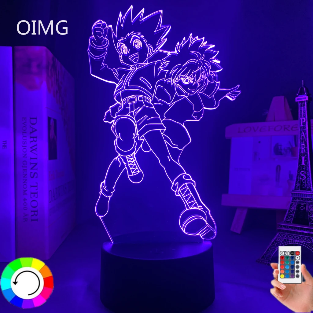 Акриловая аниме 3d лампа Hunter X Killua и Gon для спальни Декор Светильник подарок на день