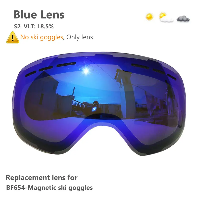 Blue Lens Лыжные очки с магнитными двухслойными линзами, лыжные противотуманные очки UV400, очки для сноуборда для мужчин и женщин, лыжные очки - Цвет: Blue Lens
