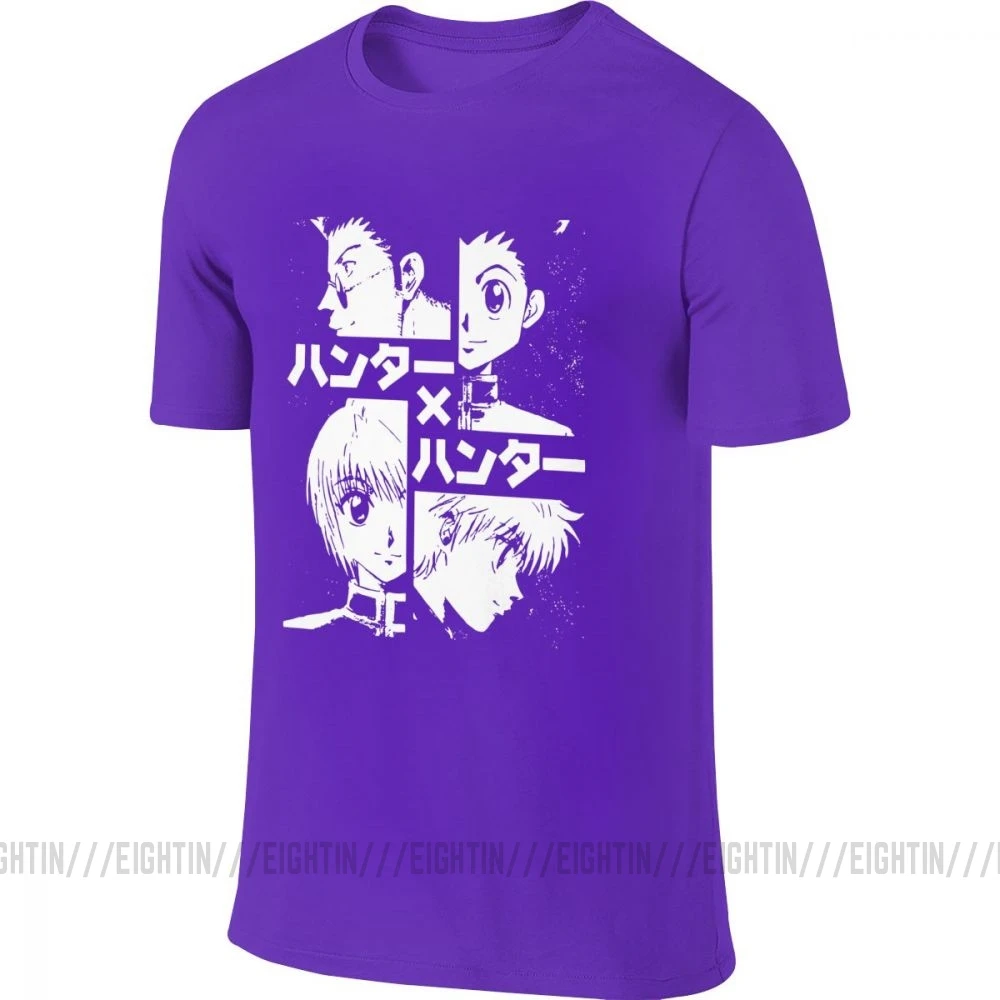 Hisoka Hunter X Hunter, Мужская футболка, хлопок, круглый вырез, Killua Hxh, аниме, спереди, сзади, две стороны, футболка, короткий рукав - Цвет: Фиолетовый