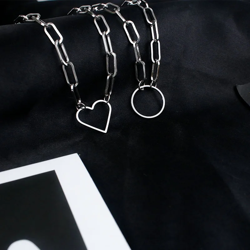

New single chain love round stainless steel necklace pendant men and women hip-hop clothing jewelry jewelry gifts