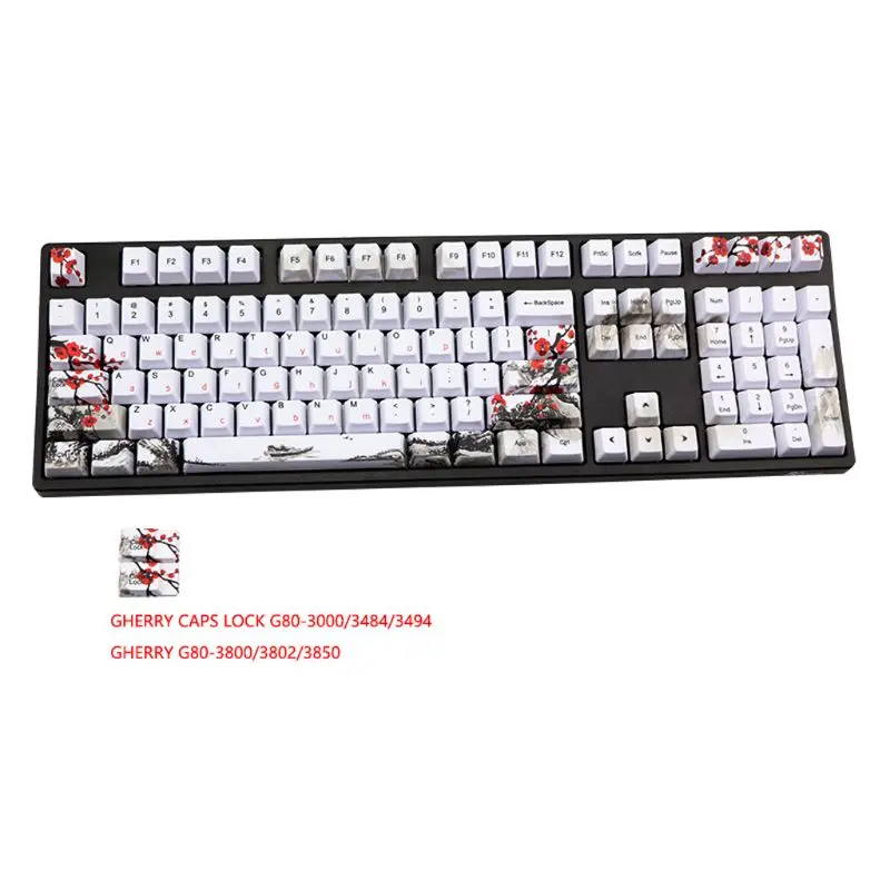 

5-сторонняя краска-сублимация 108 клавиш PBT OEM профиль Keycap Wangjiang цветение сливы