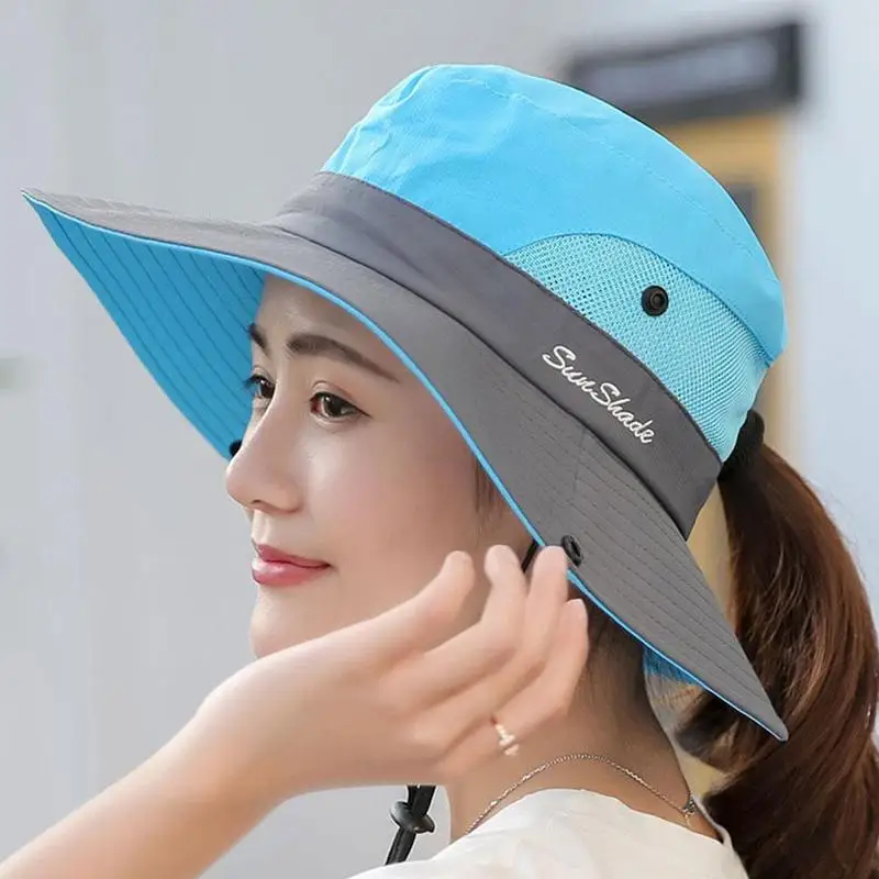 

Fishing Hat Sun UV Protection UPF 50+ Sun Hat Bucket Summer Men Women Large Wide Brim Bob Hiking Outdoor Hat with Chain Strap