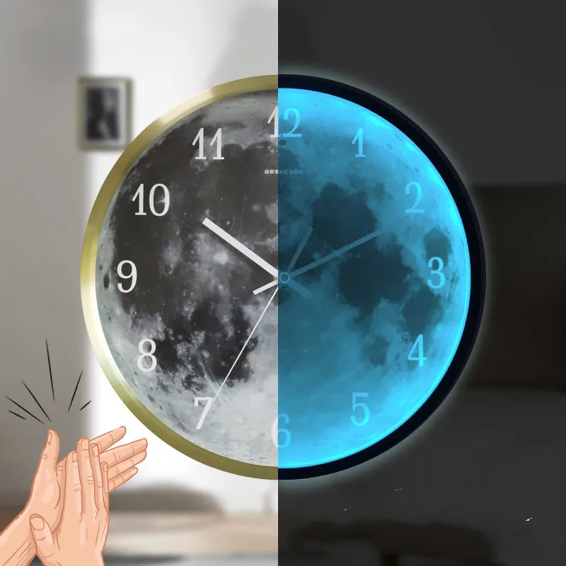 3D LED Digital Wall Clock Nightlight Luminous Large Modern Design Home Decor Minimalist Glowing Hanging Watch 12 Inches | Дом и сад