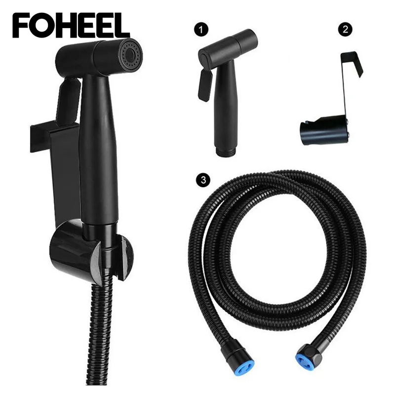 

FOHEEL Black Handheld Toilet Sprayer Portable Bathroom Bidet Sprayer Set with Hose for Shower Sprayer Wall Hygiene Life