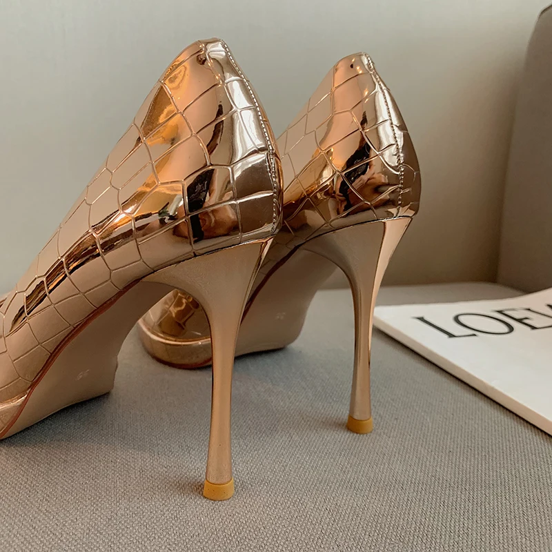 NIUFUNI Pointed Stiletto High Heels Stone Pattern Slip-On Women's Shoes 2021 Fashion Sexy Party Shoes Women's Autumn Shoes Pumps