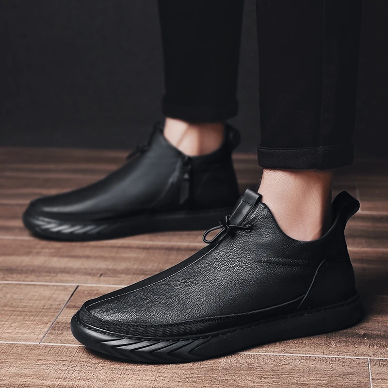 

Men's Boots Genuine Leather Winter Boots Winter Casual Shoes Plush Warm Men Boots Rubber Ankle Boots for Men Zapatos De Hombre