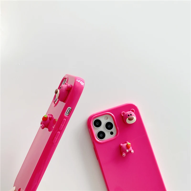 

Disney Cartoon cute Strawberry Bear Creative Phone Case for iPhone12/12promax/se/xr/xs/xsmax/7p/8p/11pro/11promax/12mini/7/8/