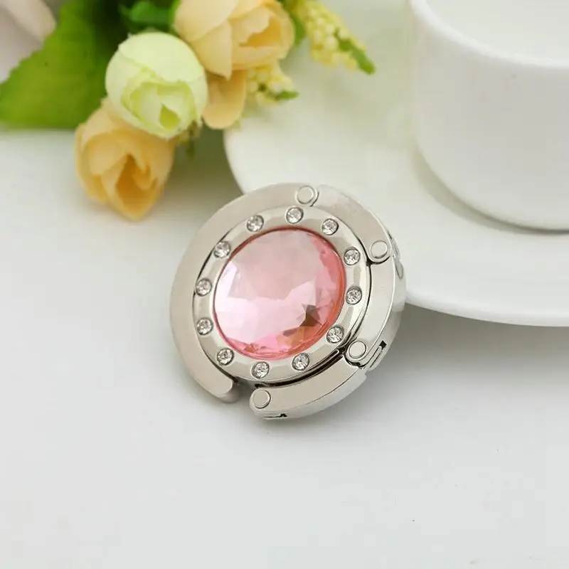 1pcs Zinc Alloy Rhinestone Hook Folding Table Round Keychain Hanger For Handbag Hanging Home Office Portable hook | Дом и сад
