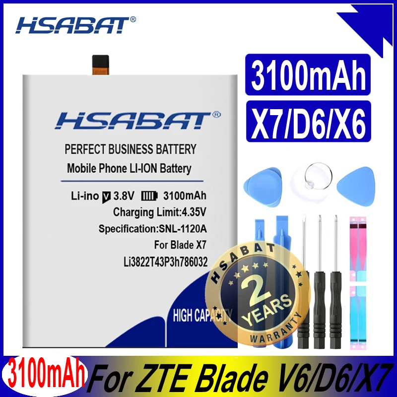 Аккумулятор HSABAT 3100 мАч Li3822T43P3h786032 для Orbic/для ZTE Blade V6/для D6/для X7|battery for|batteries batterieszte