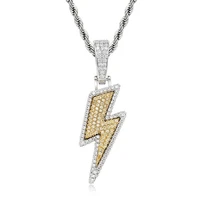 new 2020 iced out lightning necklace pendant new arrival aaa zircon mens necklace fashion hip hop jewelry gift