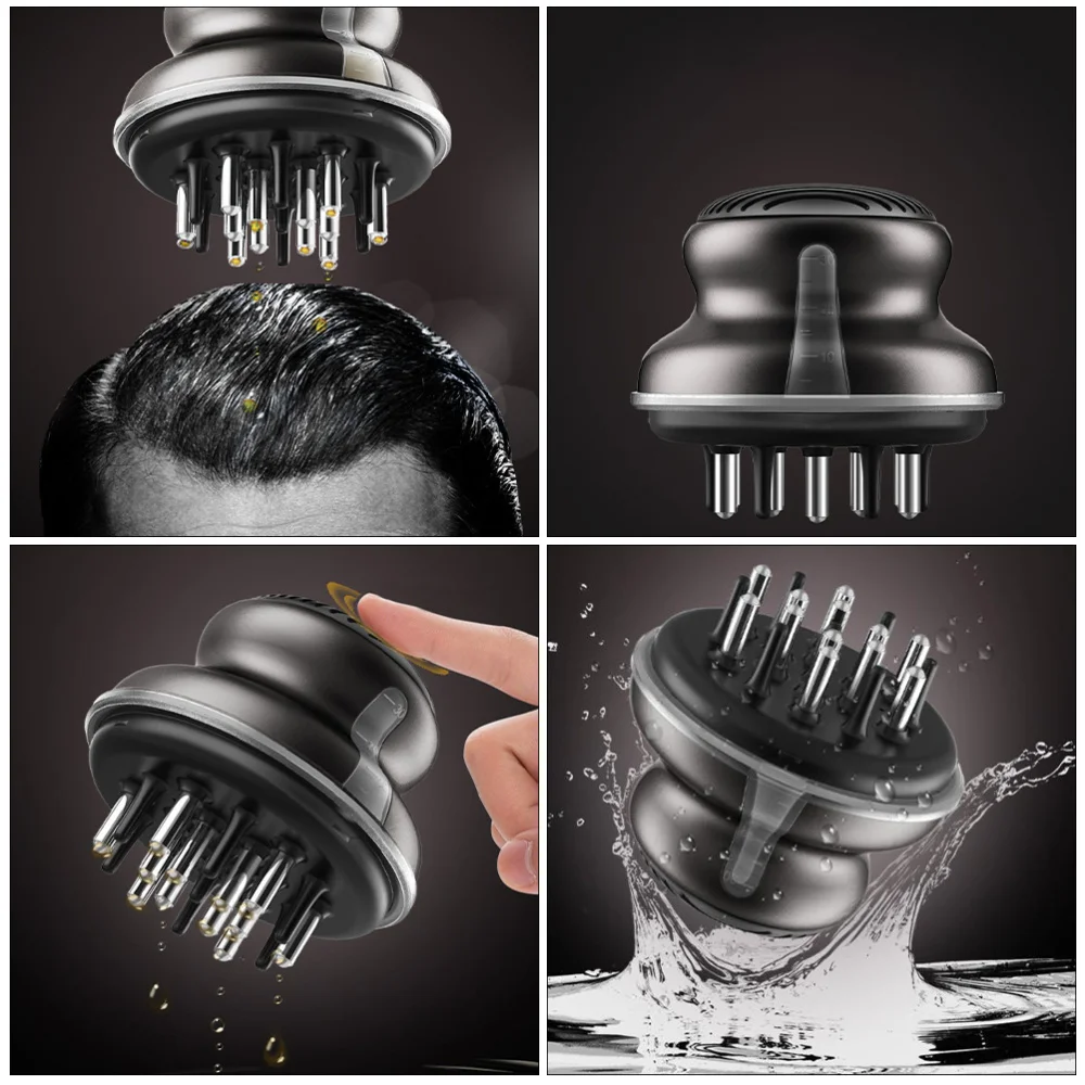 

Scalp Applicator Comb Massager Multiple Functions Oil Dispense Hairbrush (Grey)