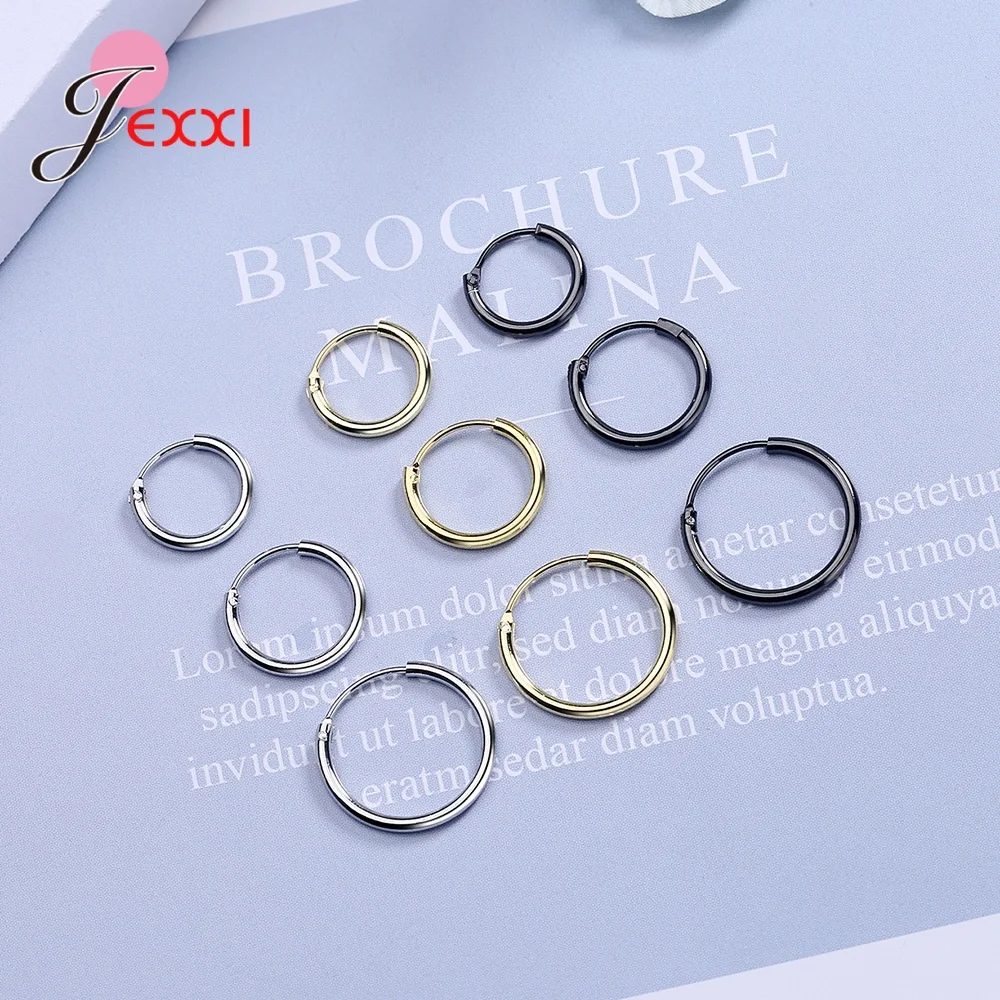 

New Trendy Style Simple Round 925 Sterling Silver Jewelry Accessory Women Girls Fashion New Year Jewelry Gifts Top Sale Hoops