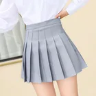 Плиссированная юбка, Женская Студенческая клетчатая юбка с высокой талией, однотонная новая Корейская версия, трапециевидная юбка, бейсбольная форма, юбка для девушек
