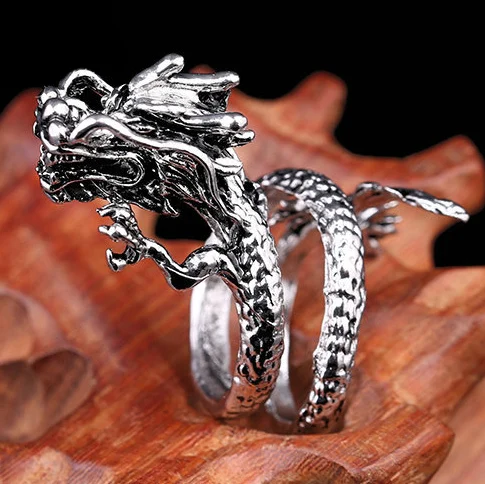 Dragon-1 MeMolissa панк животное кольцо готическое черное серебро металлические кольца в виде змейки для женщин мужчин ночной клуб унисекс регулируемые Anillos ювелирные изделия - Цвет основного камня: Dragon-1