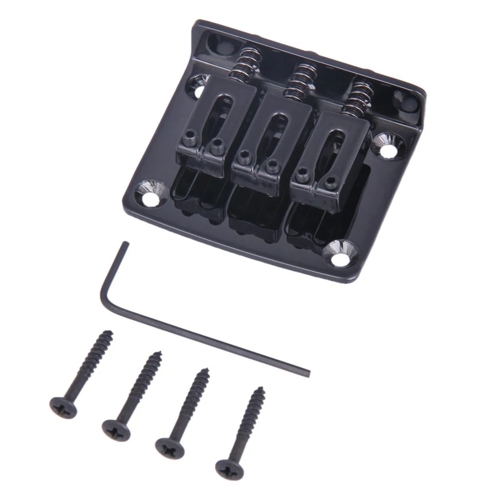 

Tooyful 3 String Electric Guitar Bridge Saddles Assembly with 1 Wrench 4 Screws Kit Tool Guitar Parts Musicians Gift