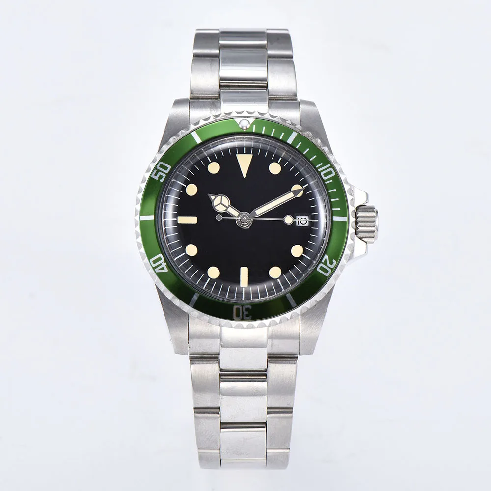 2019 40 мм автоматический стальной корпус механическое движение часы светящиеся