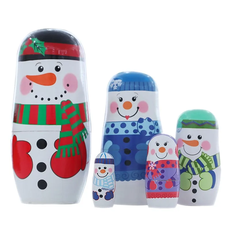 

Boys Girls Wooden Matryoshka Dolls Toys Russian Nesting Dolls Best Wishes Kids Christmas New Year Gift Handmade Crafts