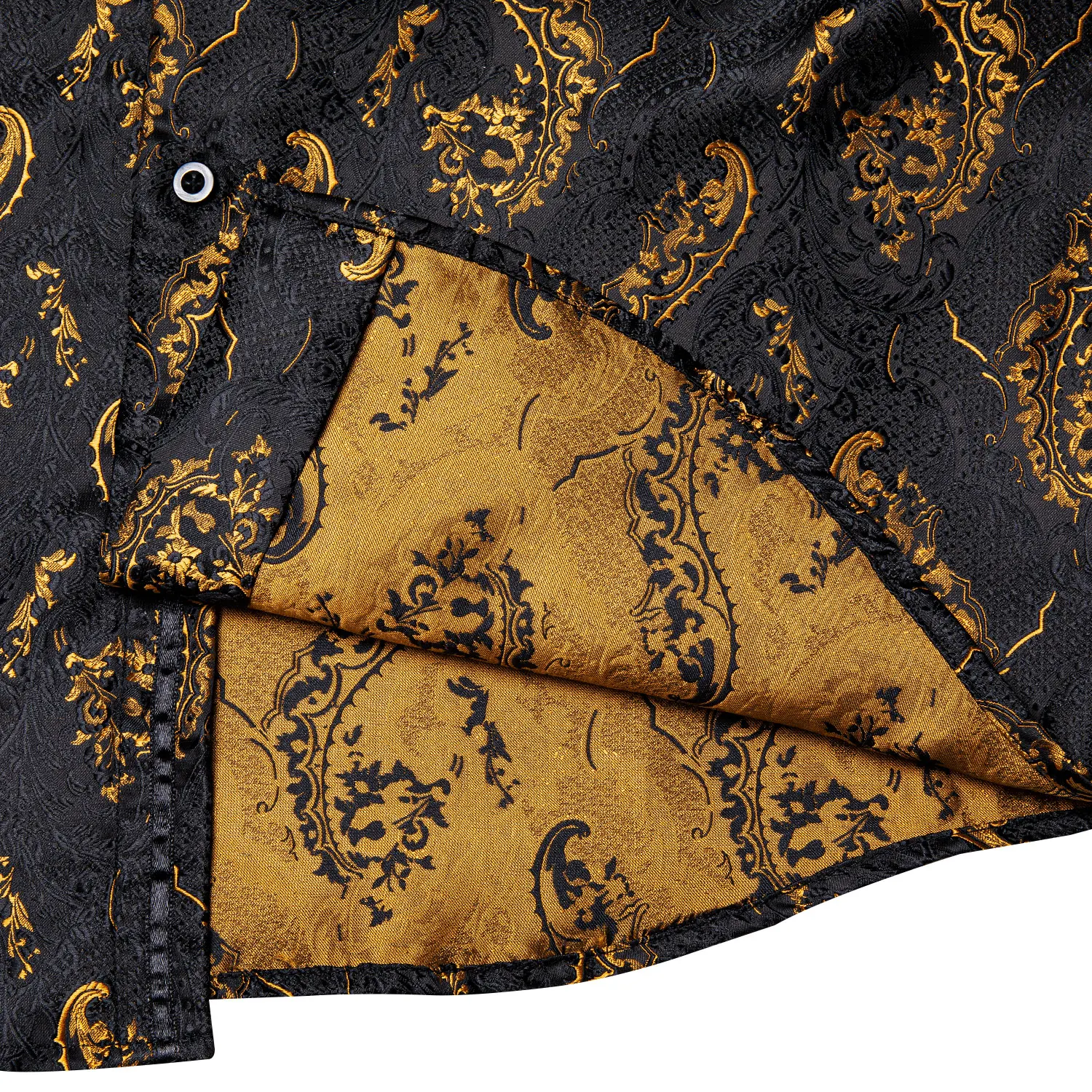 Men's Long Sleeve Silk Paisley Casual Shirt Regular-fit Button-down Collar Formal Dress Shirt Slim Fit Fashion Shirt DiBanGu