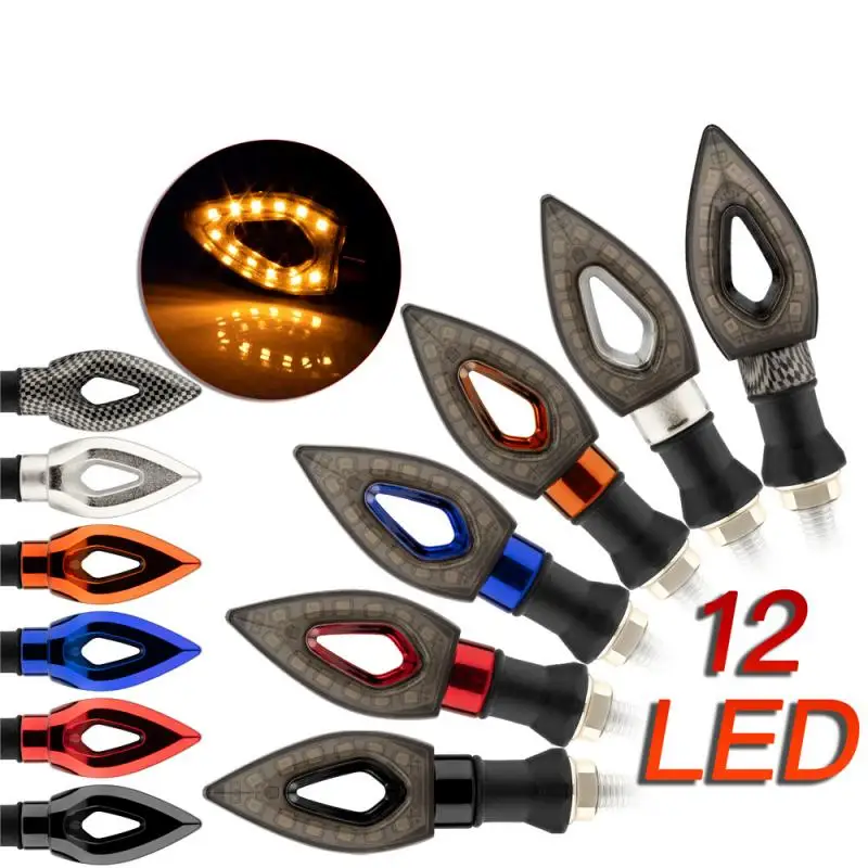 

2 Pcs Motorcycle Turn Signal Signals Light Taillight Flexible 12 LED Indicators Universal Blinkers Flashers for Honda Parts