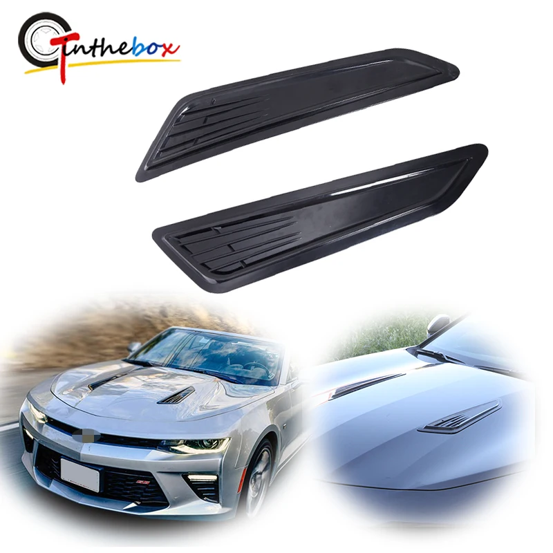 

2PCS SS Style Decorative Front Black Bonnet Hood Vent Scoop Shade Covers For 2016-2018 Chevy Camaro LT 1LT 2LT Car Accessories