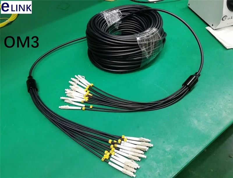 

300M 12 cores TPU Patchcord 6.0mm OM3 MM waterproof LC SC FC multimode Armored fiber patch lead Outdoor FTTA jumper 12C 6.0mm