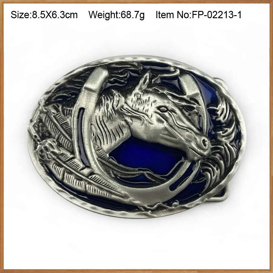 BuckleClub Ретро Западная синяя эмалированная голова лошади Джинсы подарок пряжка