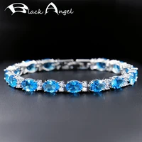 black angel real 925 sterling silver sapphire ruby gemstone bracelet for women fine jewelry fashion charm bracelets wedding gift