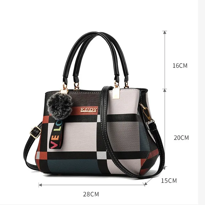 

2021 New Casual Plaid Shoulder Bag Fashion Messenger Brand Female Totes Crossbody Bags Women Leather Handbag Blosa Femina