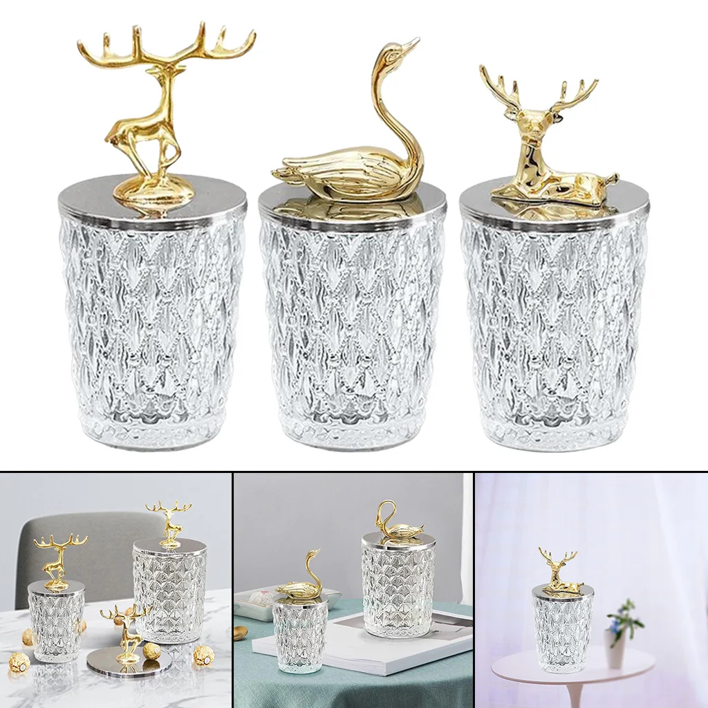 

7x15cm Glass Canister Crystal Storage Jars Collection for Candies Cookies Biscuits Nuts Loose Tea