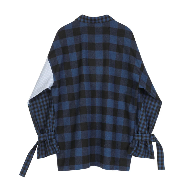 

SISPELL Patchwork Palid Hit Color Women's Shirt Lapel Collar Long Sleeve Cuff Adjustable For Female Casual Shirt Tide 2021